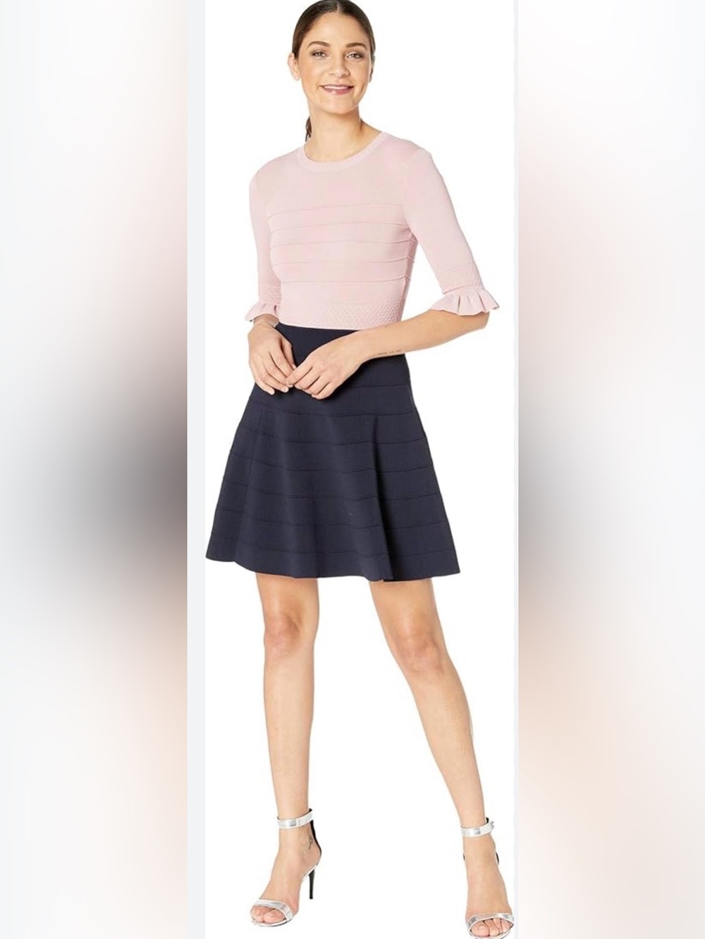 Ted Baker London Dusty Pink Ribbed stretch dress